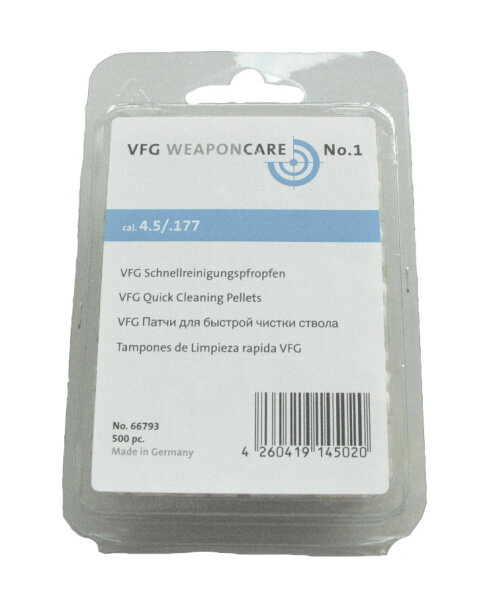 VFG-Schnellreinigungspfropfen, 500 St. Luftdruckwaffen Kal. 4,5 mm / 5,5 mm