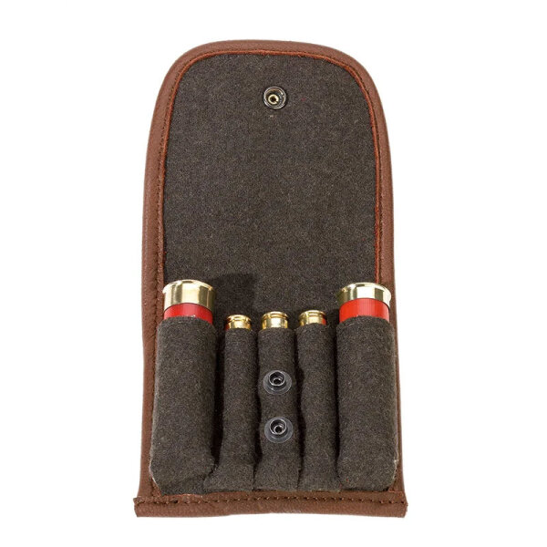 AKAH Patronenetui Elchleder mit Loden  3 Kugelpatronen und 2 Schrotpatronen